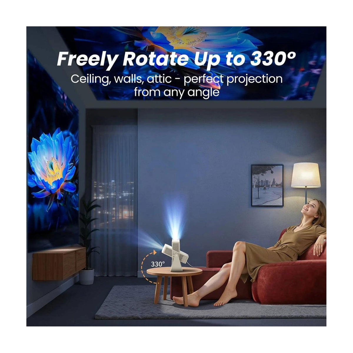 Yaber L1 Pro Portable Projector 1080p, 4K Support, Wi-Fi 6, 330° Rotate