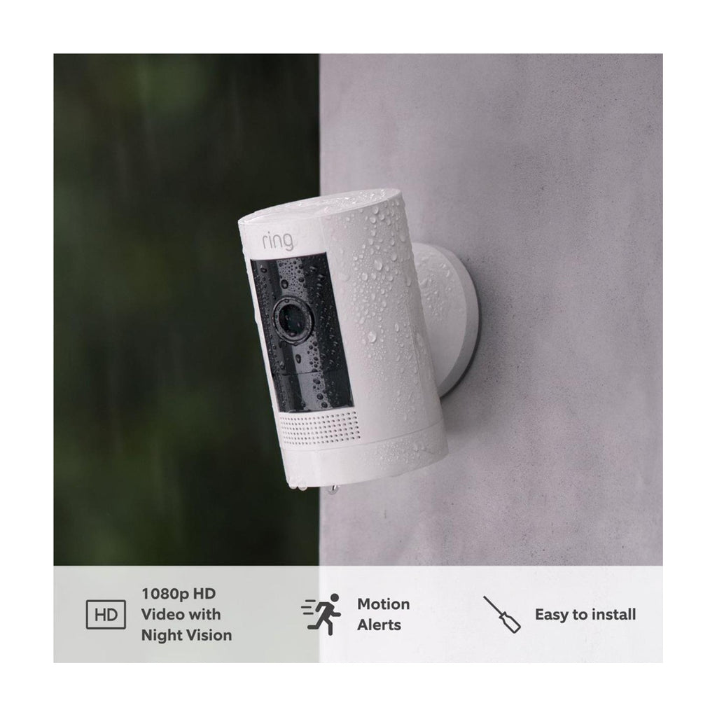 Ring Stick Up Cam Battery White 1080p HD Security Camera Alexa Used