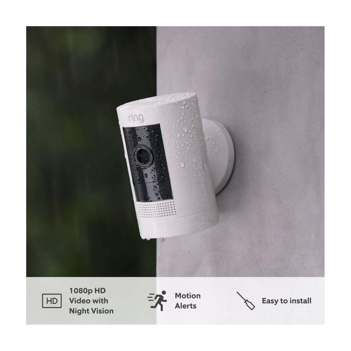 Ring Stick Up Cam Battery White 1080p HD Security Camera Alexa Used