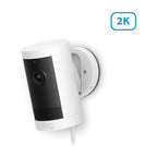 Ring Outdoor Cam Plus Plug-In 2K Smart Security Camera White