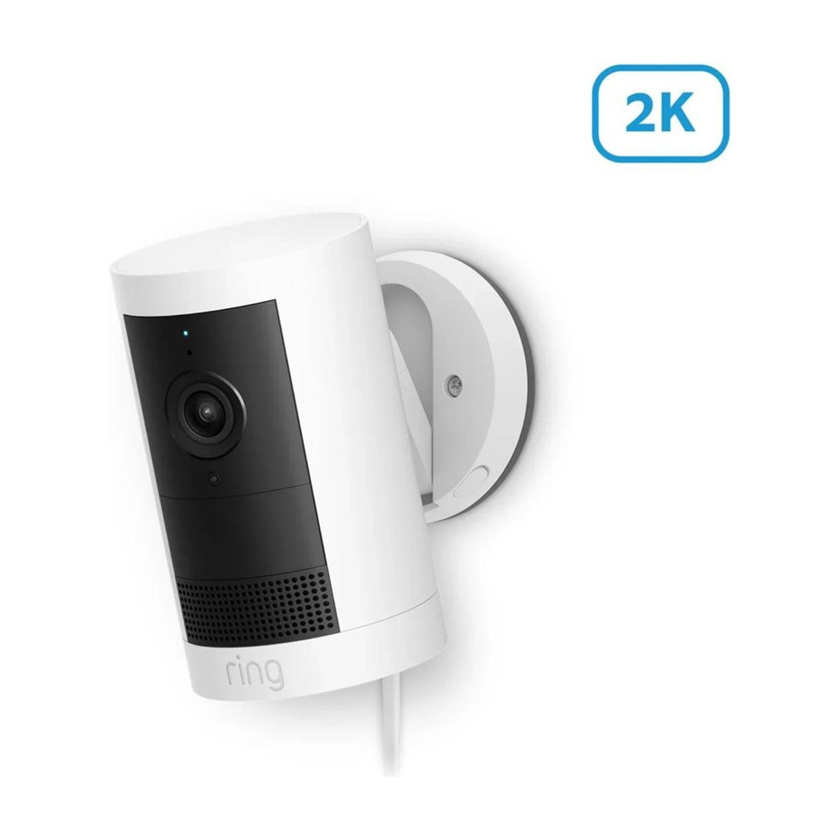 Ring Outdoor Cam Plus Plug-In 2K Smart Security Camera White