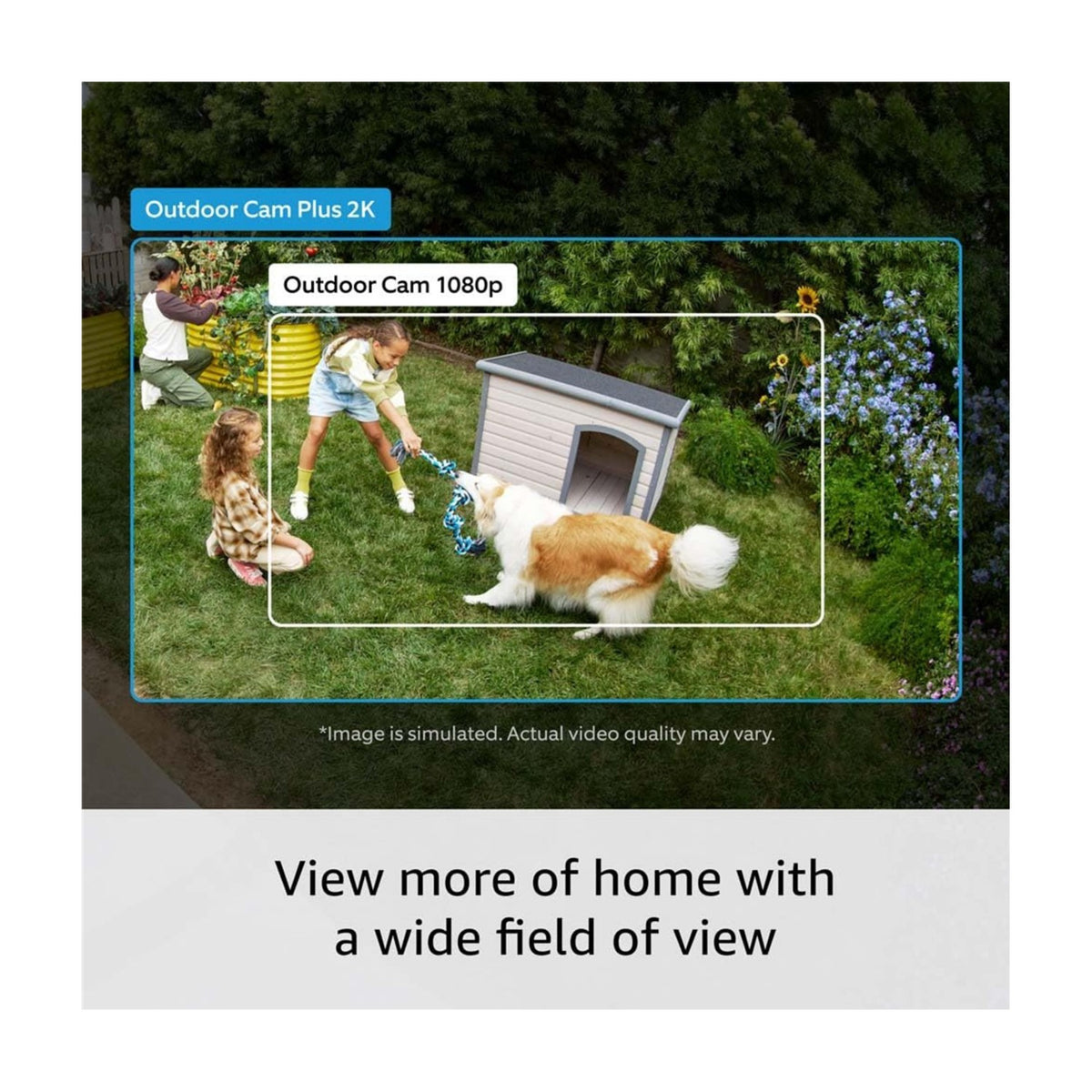 Ring Outdoor Cam Plus Plug-In 2K Smart Security Camera White