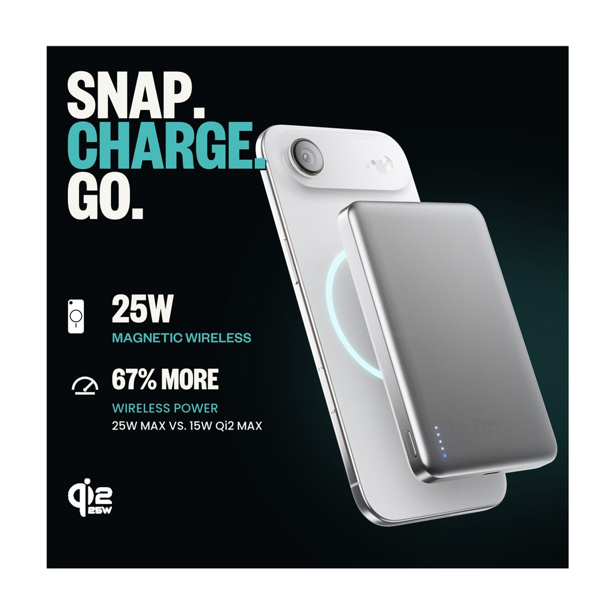 BMX SolidSafe Air 10000mAh Magnetic Power Bank 25W Qi2.2 30W USB-C